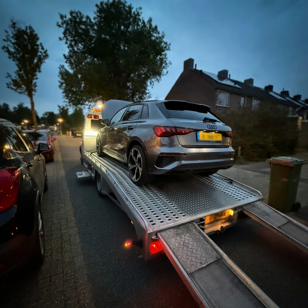Autoservice24 sleepwagen onderweg voor 24/7 pechhulp en sleepdienst
