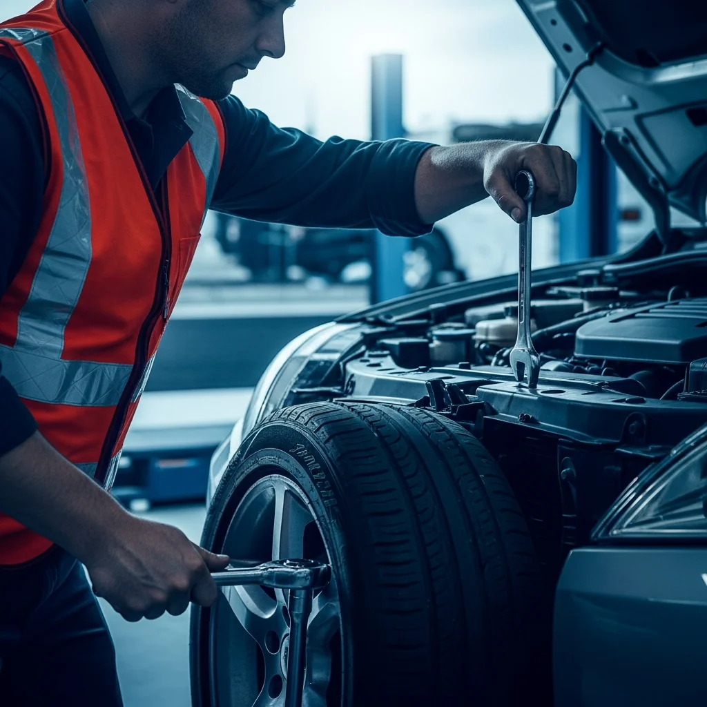 Monteur van Autoservice24 verleent pechhulp langs de weg